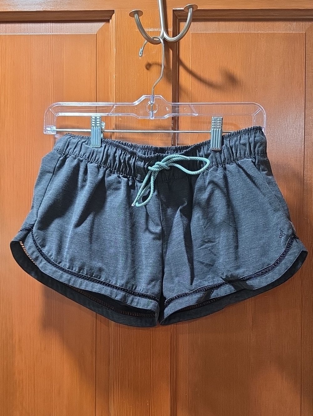 Prana Charcoal Athletic Shorts with Teal Drawstring Like New